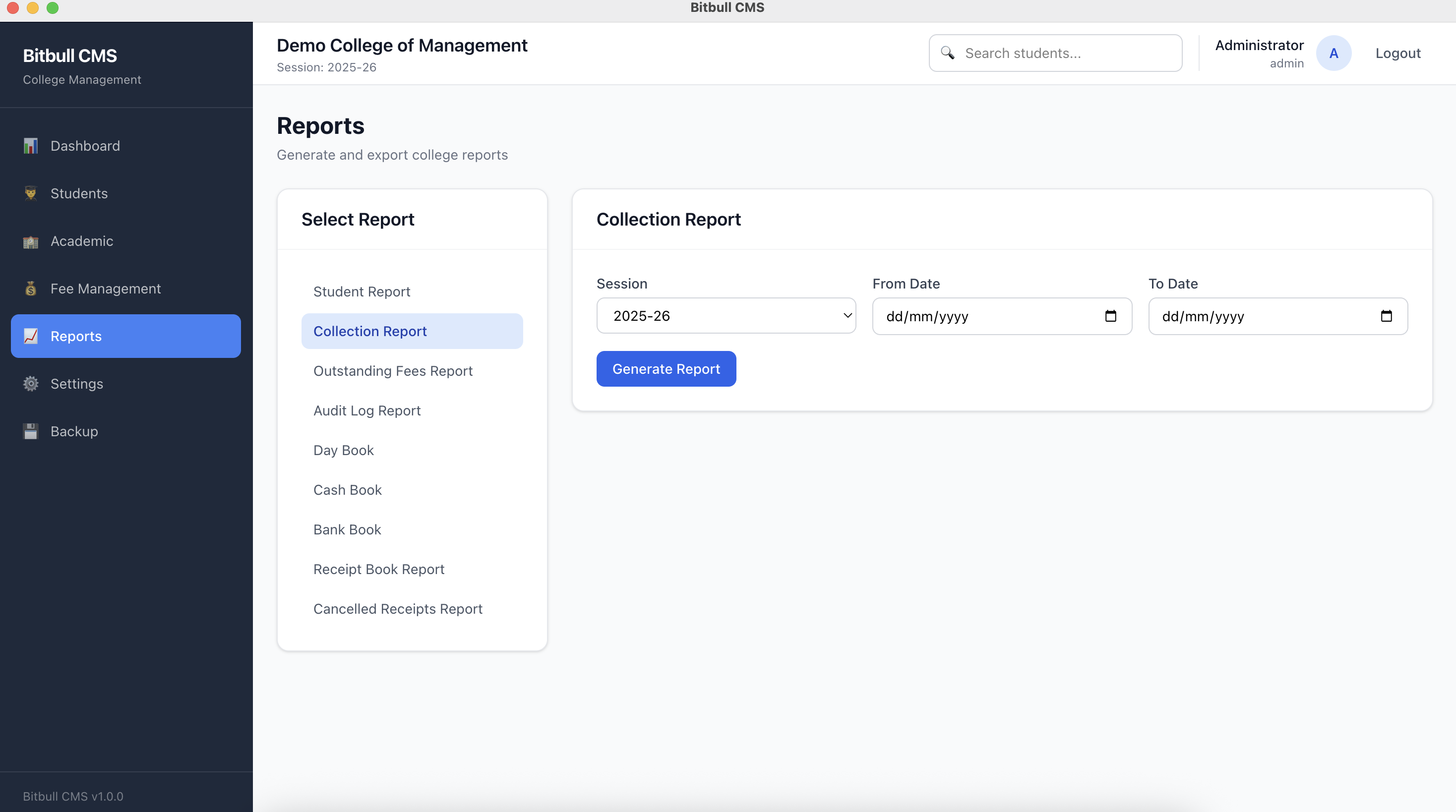 Bitbull CMS — Reports